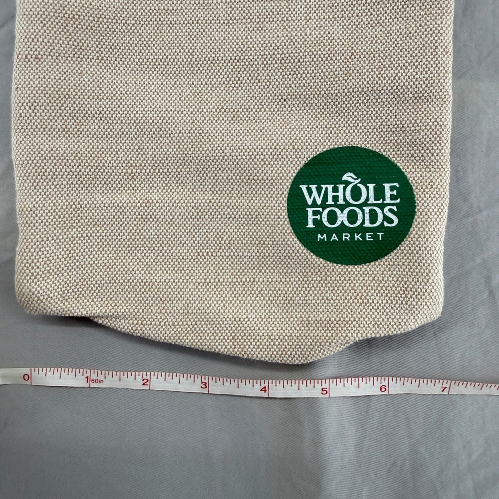 Whole Foods Market Mini Canvas Tote Bag Beige Green Logo Snap Closure Reusable - Picture 4 of 6